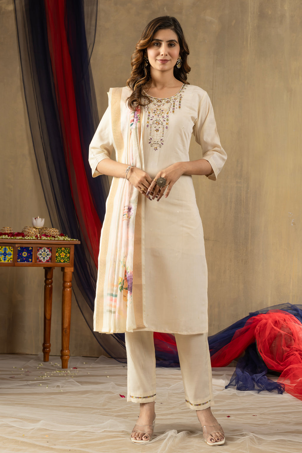 Elegant Straight Kurti Pant Dupatta Set (SM-6)