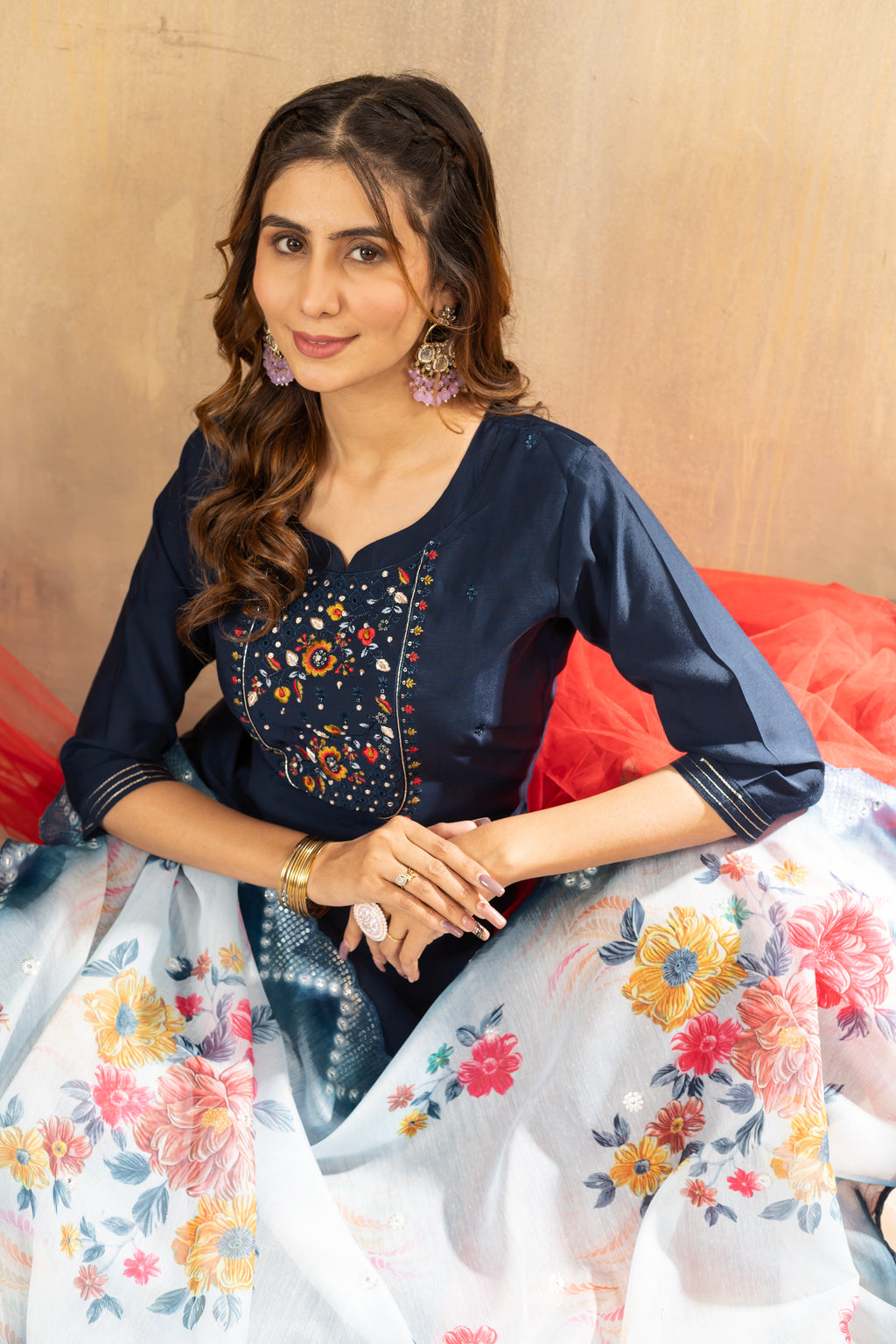 Elegant Straight Kurti Pant Dupatta Set (SM-3)