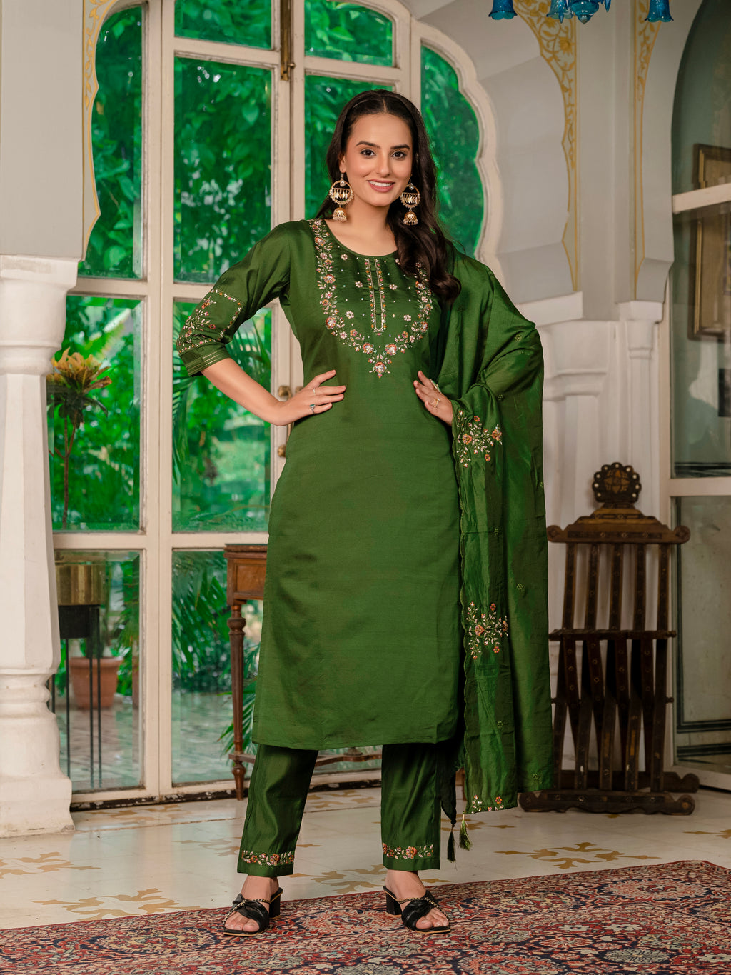Elegant Straight Kurti Pant Dupatta Set (SM-11)