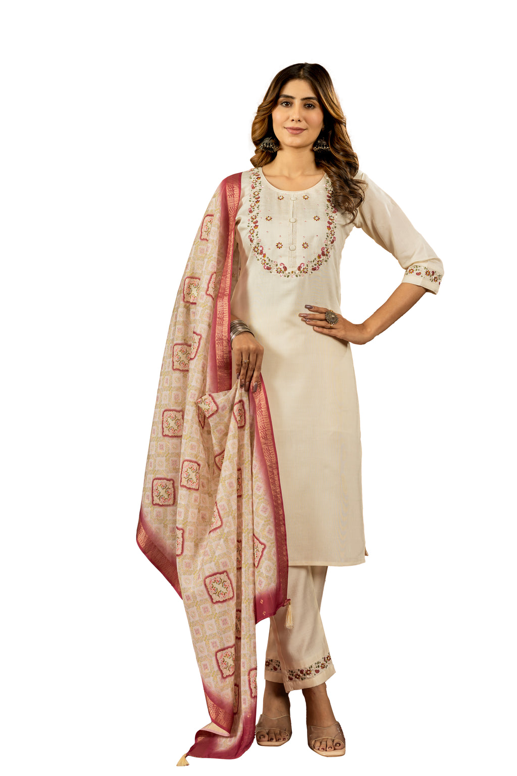 Elegant Straight Kurti Pant Dupatta Set (SM-1)
