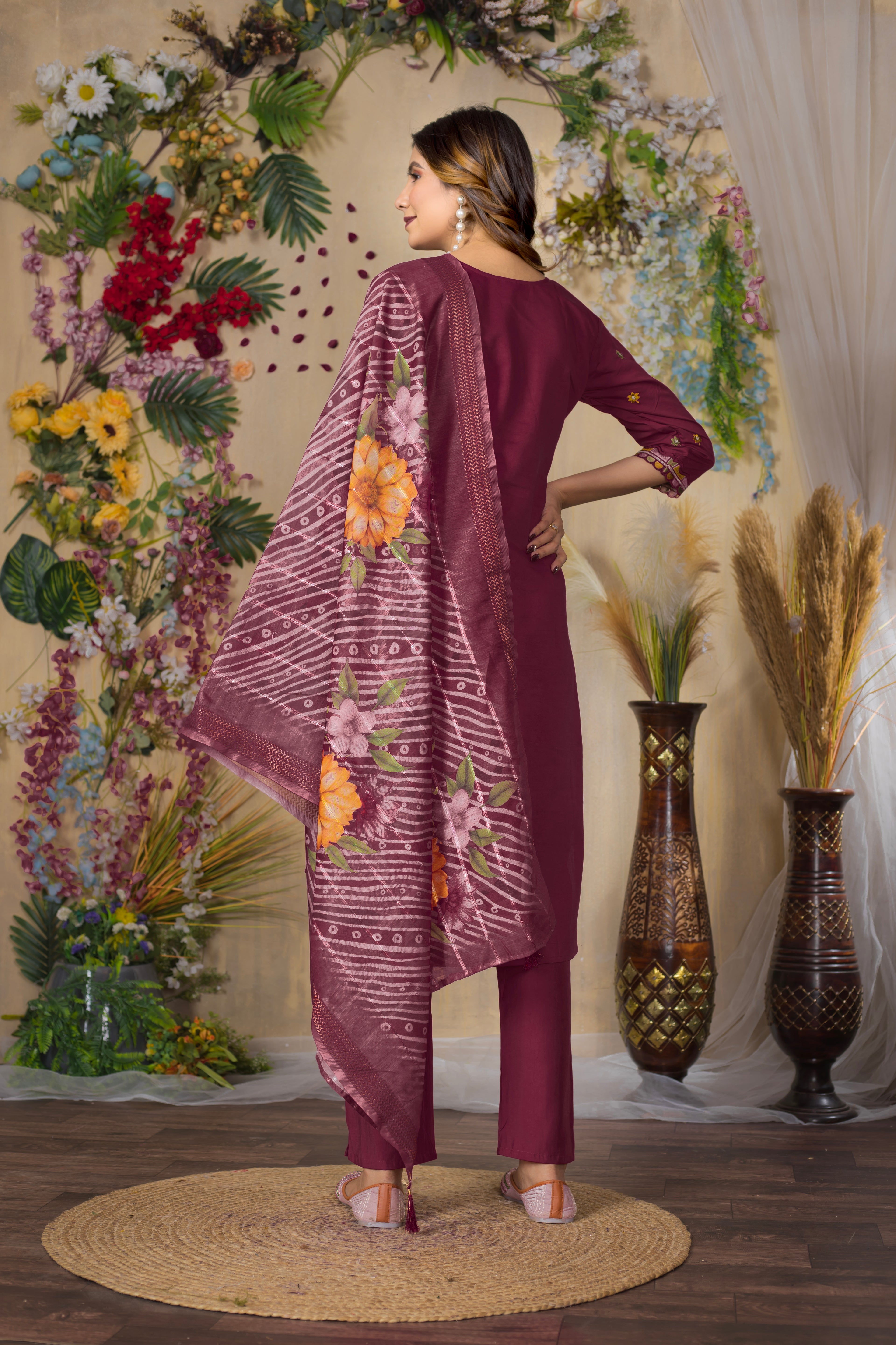 Elegant Straight Kurti Pant Dupatta Set (SM-7)