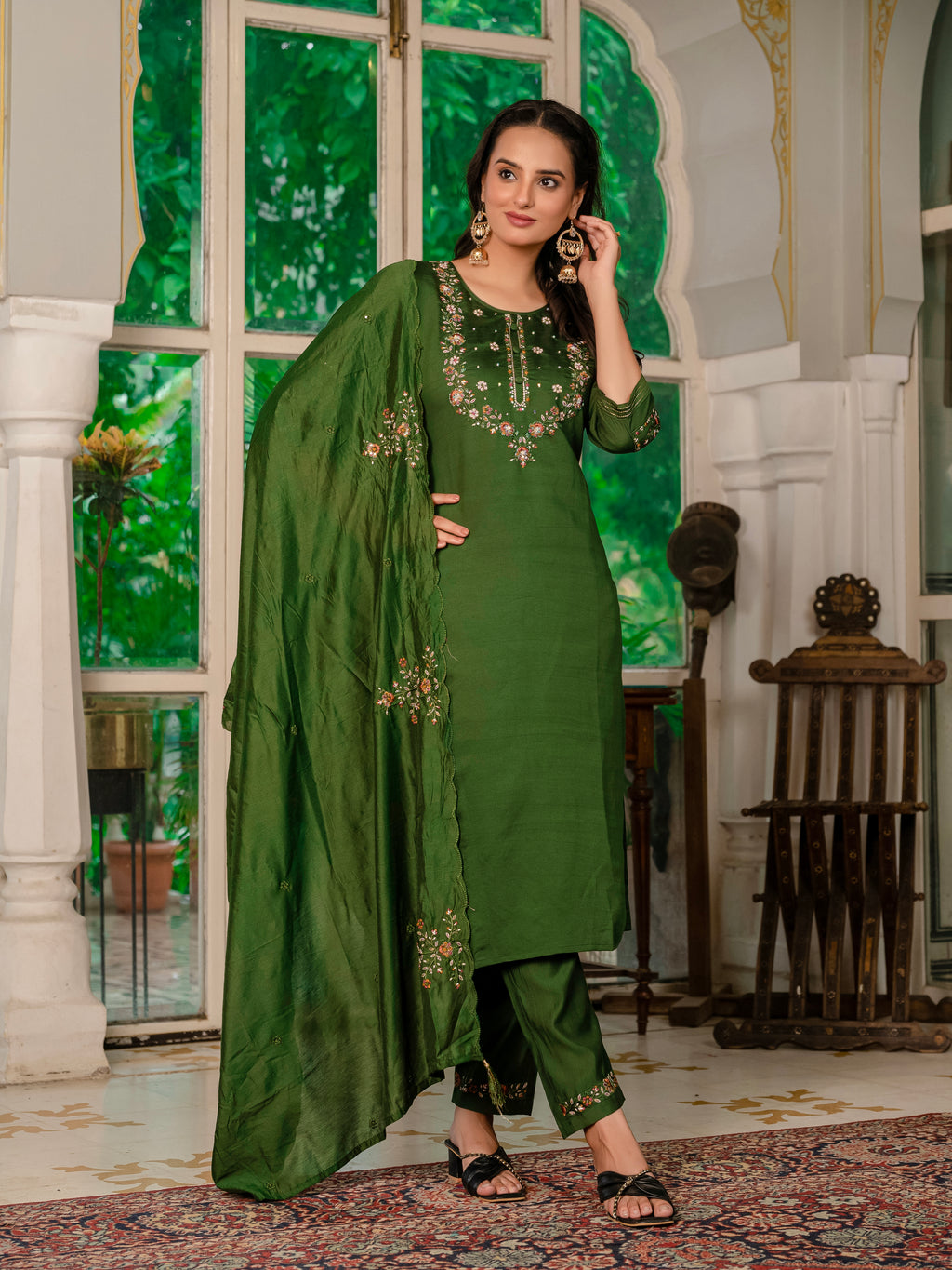 Elegant Straight Kurti Pant Dupatta Set (SM-11)