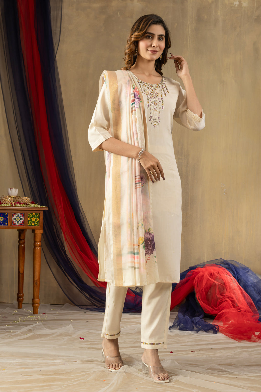 Elegant Straight Kurti Pant Dupatta Set (SM-6)