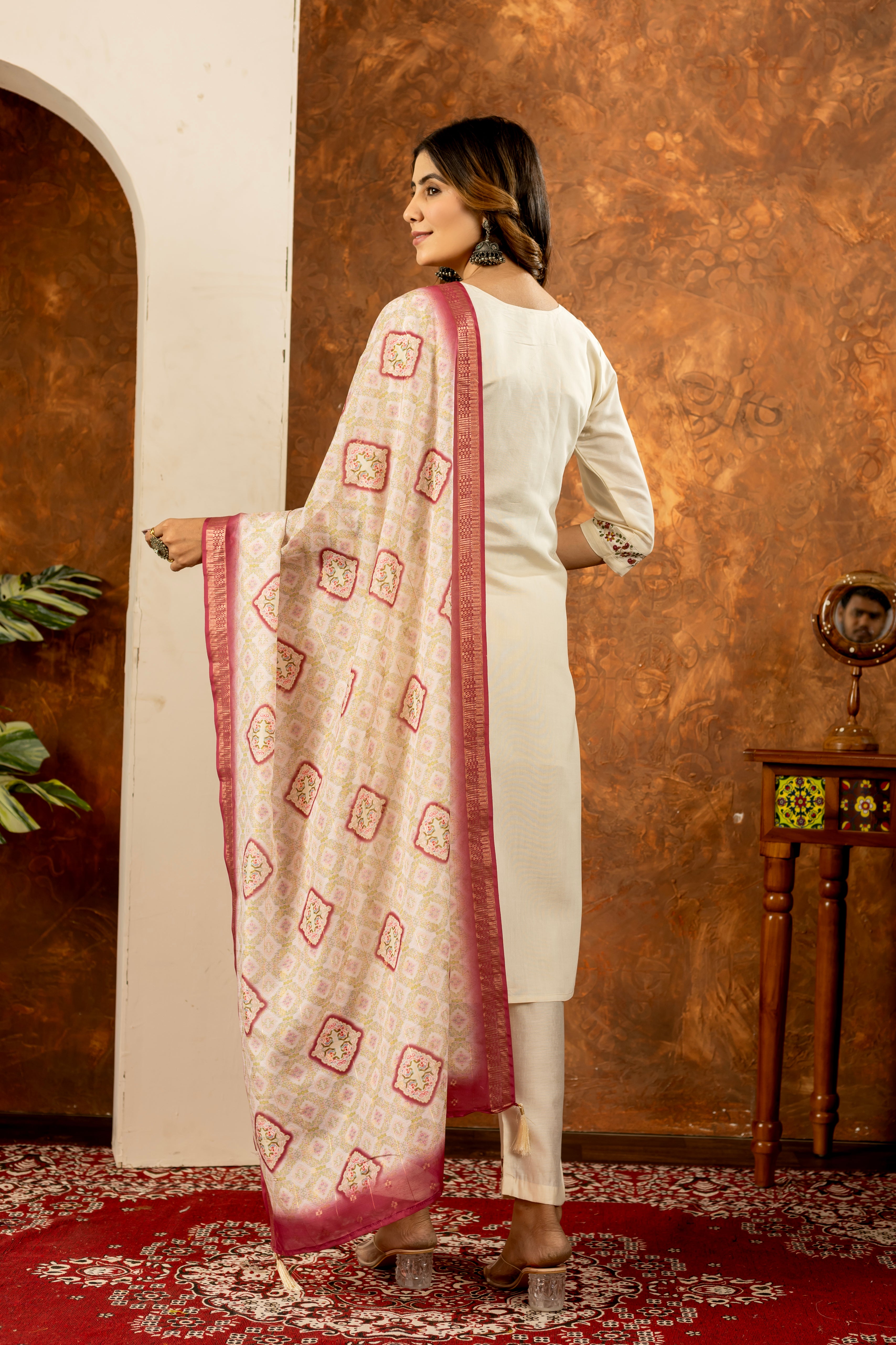 Elegant Straight Kurti Pant Dupatta Set (SM-1)