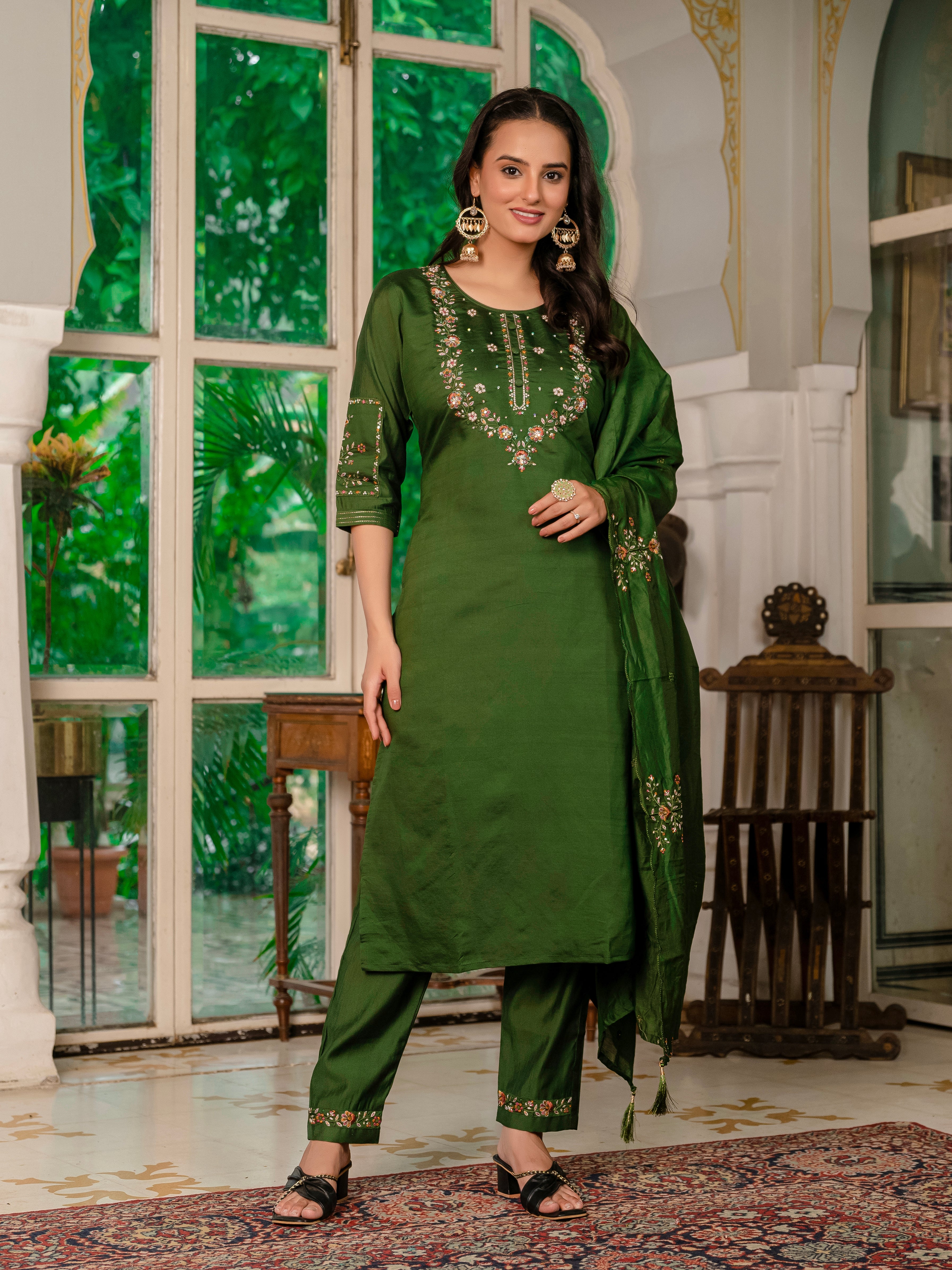 Elegant Straight Kurti Pant Dupatta Set (SM-11)
