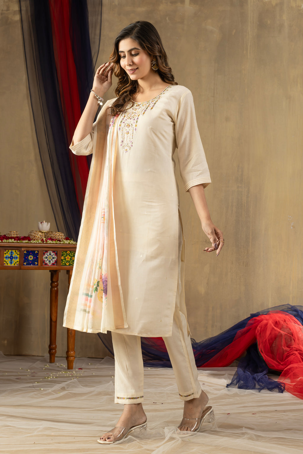 Elegant Straight Kurti Pant Dupatta Set (SM-6)