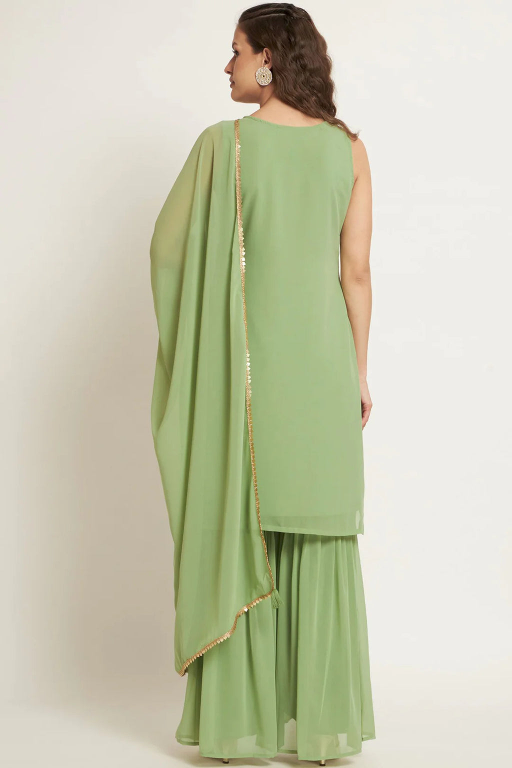 Women's Embroidered Georgette Kurta and Sharara Set