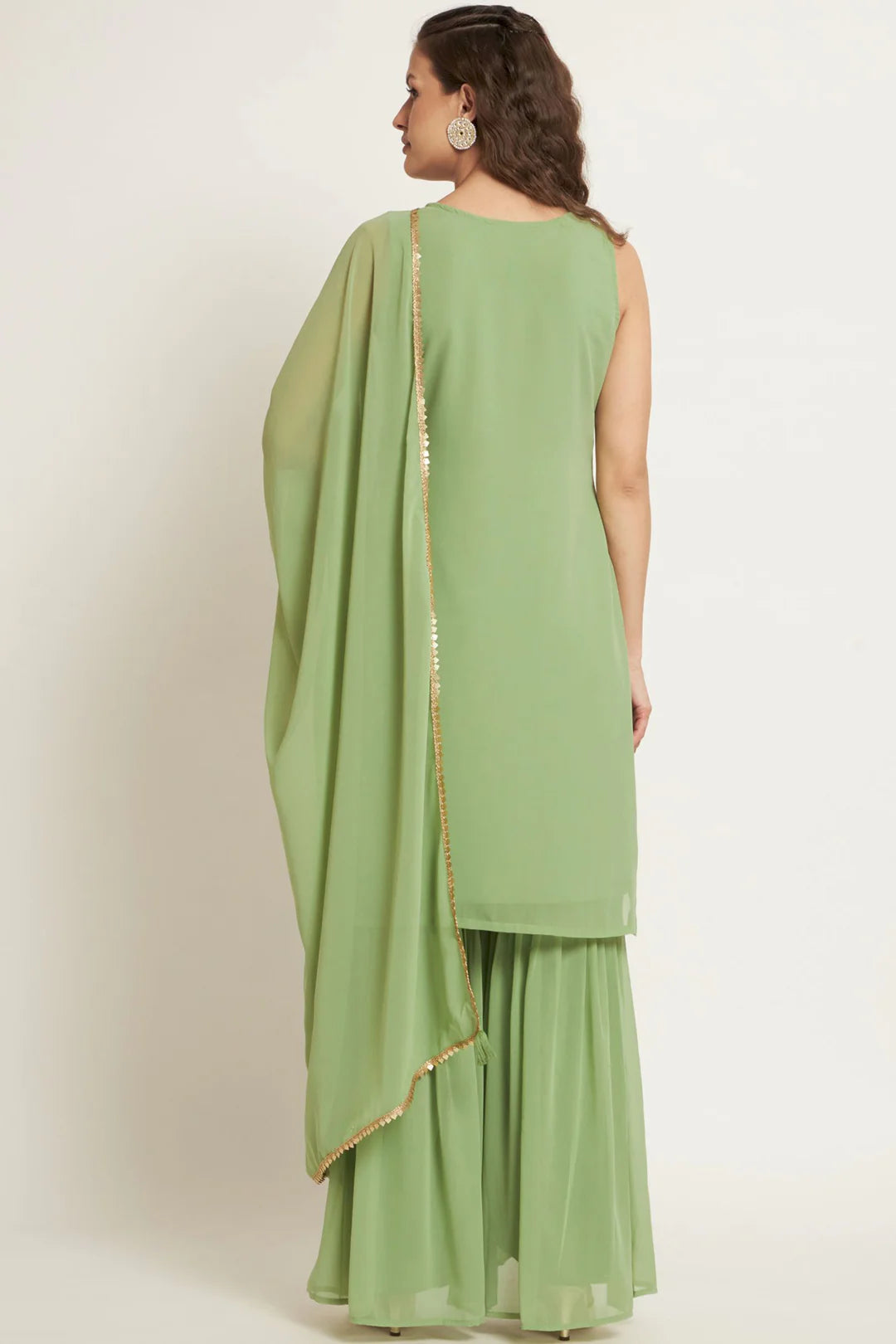 Women's Embroidered Georgette Kurta and Sharara Set