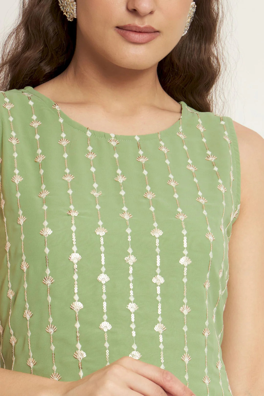 Women's Embroidered Georgette Kurta and Sharara Set