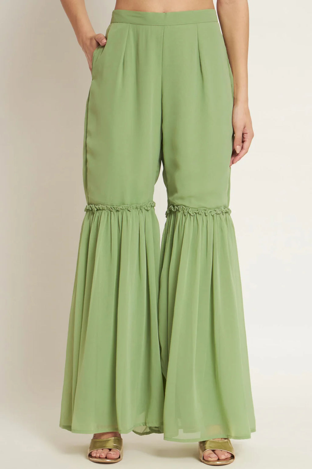 Women's Embroidered Georgette Kurta and Sharara Set