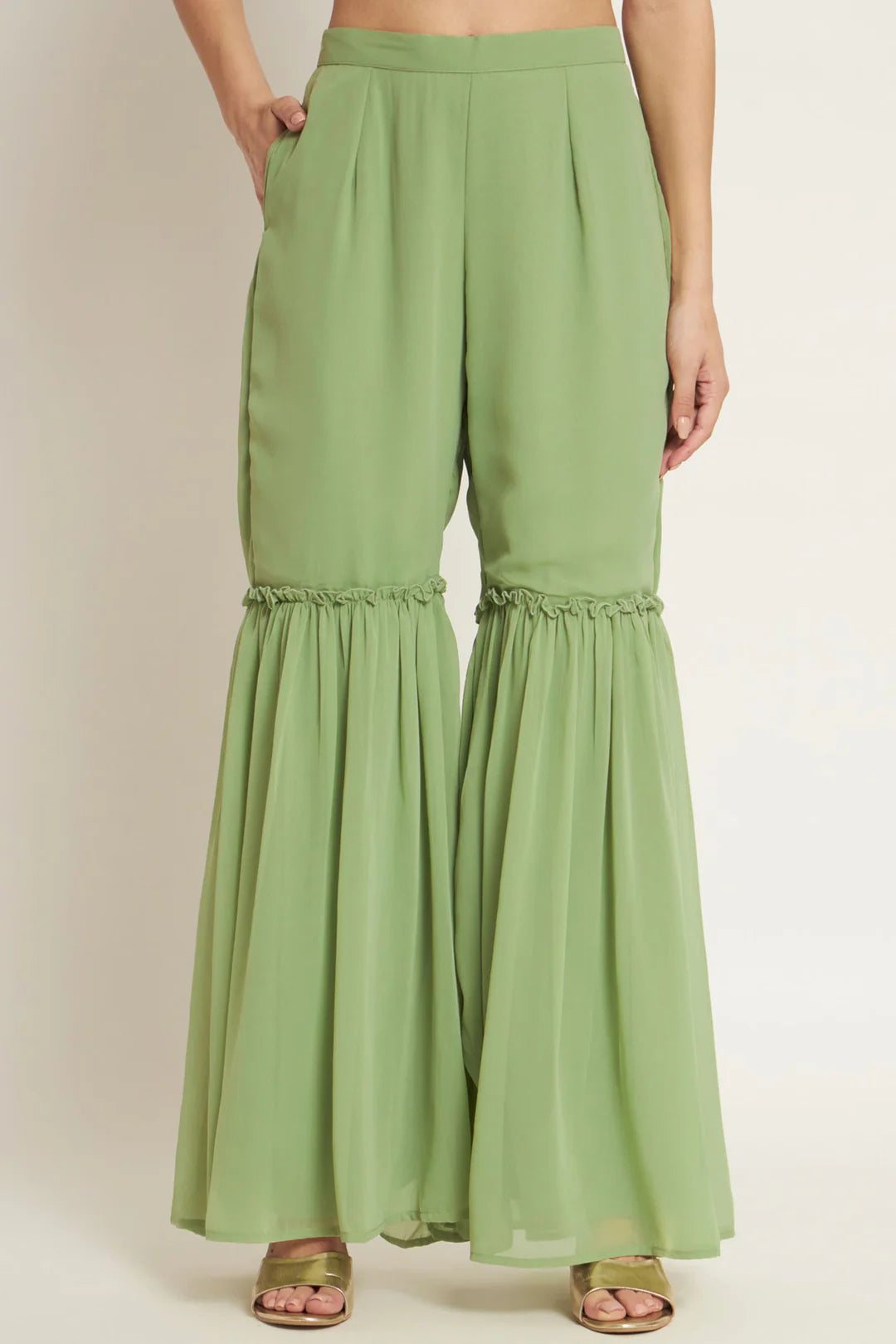 Women's Embroidered Georgette Kurta and Sharara Set