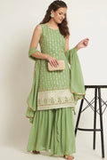 Women's Embroidered Georgette Kurta and Sharara Set
